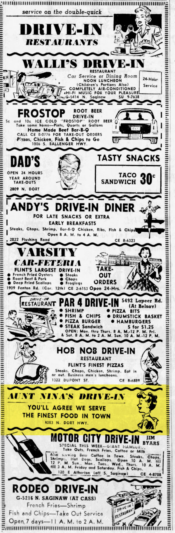 Aunt Ninas Drive-In - Aug 15 1958 Article (newer photo)